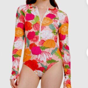 Trina Turk Multicolor Floral Long-Sleeve Zip One-Piece